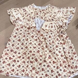 Ulla Johnson Beige and Brown Patterned Blouse